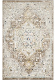 Resim Cool Halı Zaraf Krem Kahve Halı Klasik Göbekli Desen Ev Oda Halısı Oturma Odası Salon İnce Halı 