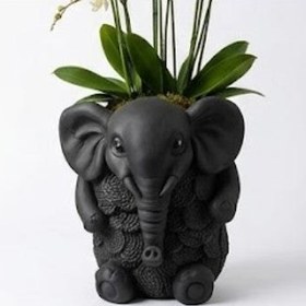 Resim Elephant Planter Vase, Decorative Flower Pot, Polyester Elephant Sculpture, Animal Decor - Object-12 
