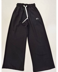 Resim Modanino Kız Çocuk Doble Face Kumaş Geniş Paça Eşofman Alt 12683 Cağla Yeşili 