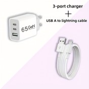 Resim For iPhone Şarj Bloğu için, 3 Portlu Hızlı USB C Şarj Bloğu Çift Portlu PD Güç Adaptörü + QC Duvar Fişi Çoklu Portlu USB C Duvar Şarj Bloğu for iphone 14/14 Pro/14Pro Max/13/13 Pro/12/12 Pro/11/11 Pro 