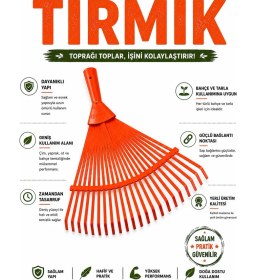 Resim Erçelik Çim Tırmığı Bahçe Tırmığı Yaprak ve Çim Toplama Aleti 