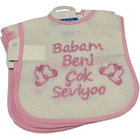 Resim Yazılı Bebek Önlük Açık Pembe 