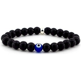 Resim Nazar Boncuğu Oniks Doğal Taş Bileklik B627 Çok Renkli 