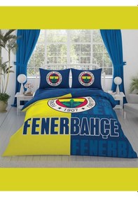 Resim Taç Lisanslı Nevresim Takımı Fenerbahçe Parçalı Logo Çift Kişilik 