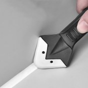 Resim Paslanmaz çelik başlıklı 3'ü 1 arada silikon sızdırmazlık aracı seti - yapıştırıcıyı mühürlemek, temizlemek ve kazımak için mükemmel - dayanıklı plastik sap, kullanımı kolay, sızdırmazlık aracı 