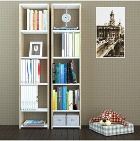 Resim Nurmobilya Nur Mobilya Poyraz 2'Li Kitaplık Arkalıksız Model 3 Farklı Renk 