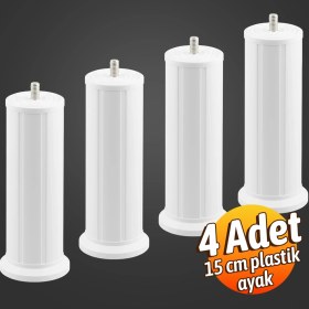 Resim Badem10 Keson 4 Adet 15 cm Beyaz Plastik Mobilya Baza Tv Ünitesi Yükseltme Ayağı Robot Süpürge Uyumlu 