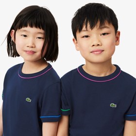 Resim Lacoste Çocuk Bisiklet Yaka Lacivert T-Shirt 