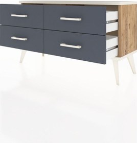 Resim Arges Şifonyer 4 Raflı 88x30x48 Çam-aytaşı/antrasit Aytaşı/antrasit 