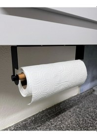Resim Lazer Kendinden Yapışkanlı Kağıt Havluluk Tahta Kancalı Mat Siyah Siyah 
