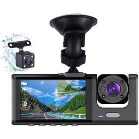 Resim Wenlin 1080p 3klu Araç Kamera Sürüş Kaydedici, Ön-iç-arka Kamera, 2 Ekran, Gece Görüş, Döngü Kayıt, Wifi Destekli 