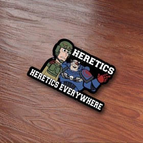 Resim 40k Heretikler Her Yerde" Vinil Etiket - Zırhlı Asker ve Robot ile Satirik Savaş Temalı Tasarım, Dizüstü Bilgisayarlar, Kaykaylar, Çantalar, Oyun Ekipmanları için Dayanıklı Yapıştırıcı, Koleksiyonluk Hatıra Eşyası, Oyun Etiketi | Satirik Tasarım | Dayanıklı 