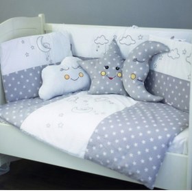 Resim özgürce Yumuşak ve Konforlu Bebek Uyku Seti 80x140 Gri Bulut Deseni 