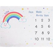 Resim Xindoker Bebek Ay Ay Büyüme Battaniyesi - Yumuşak Flanel Fotoğraf Örtüsü 47x39 İnç Çok Renkli 