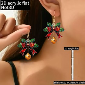 Resim 2D Düz, 1 Çift Kadınların Zarif Noel Kurdele Küpeleri - Kırmızı, Yeşil, Altın Tatil Parti Takıları, Hafif Günlük ve Özel Gün Küpeleri Kadınlar için, Noel, Cadılar Bayramı, Doğum Günü Hediyeleri - Yıl Boyu Zarif Aksesuarlar, Şenlik Takıları, Bohem Tarzı, Dayanıklı Takılar, Dekoratif Takılar, Takı Severler 