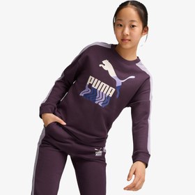 Resim Puma T7 Crew Tr Çocuk Mor Sweatshirt 