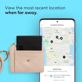 Resim Slim Smart Tag, Siyah, Bluetooth Takip Cihazı, Cüzdan, Bagaj Etiketleri Için Eşya Bulucu, 76 Metre Mesafeye Kadar, Suya Dayanıklı, Ios ve Uyumlu 