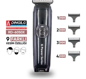 Resim Dingilg RD-6050 Gri Siyah Şarjlı Profesyonel Saç Sakal Tıraş Makinesi Erkek Kişisel Bakım 