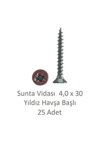 Resim Sunta Vidası, 4,0 X 30 Mm, 25 Adet, Yhb Vida 4 x 30 