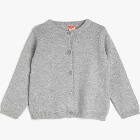 Resim Kız Bebek Uzun Kollu Basic Düğmeli Triko Hırka 