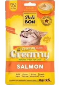 Resim Creamy Somonlu Sıvı Kedi Ödül Maması 5x15 Gr 