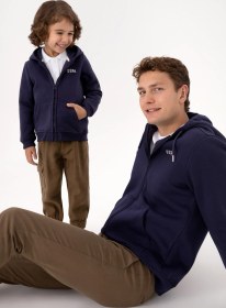 Resim U.S. Polo Assn. Erkek Çocuk Mürdüm Fermuarlı Kapüşonlu Sweatshirt 50313852-VR074 
