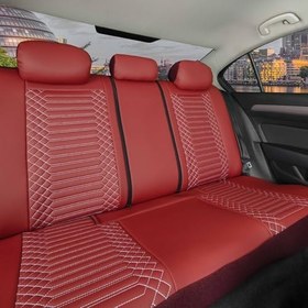 Resim Fresh Start Renault Kango 1 ile Uyumlu Lüx Full Deri Oto Koltuk Kılıfı Ön Arka Takım Kırmızı 2+1 