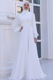 Resim Esilanur Bahar Tesettür Abiye Ekru 