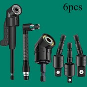 Resim 6 adet Dikey Matkap Ucu Aksesuar Seti, 3 adet 360° Dönebilen 1/4, 3/8, 1/2 İnç Darbe Sınıfı Soket Adaptörü, 2 adet 105° Altıgen Shank Açı Matkap Adaptörü ve 90° Eğimli Matkap Ucu içerir 