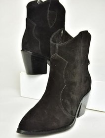 Resim fox SHOES T380082502 Süet Kovboy Model Kalın Topuklu Kadın Bot 