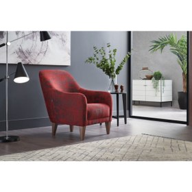 Resim Enza Home Fiore Berjer, Keten Dokulu - Kırmızı 