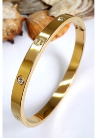 Resim Alaşım Kartier Kelepçe Taşlı Bileklik Gold Çok Renkli 