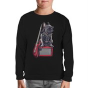 Resim Rocker Dog Siyah Çocuk Sweatshirt 