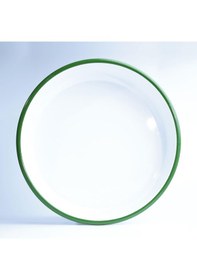 Resim Emaye Yuvarlak Fırın Tepsisi Beyaz Kordon Yeşil Beyaz - Yeşil 