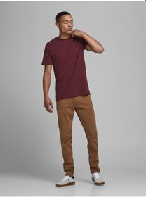 Resim Jack & Jones Jjeorganıc Düz Tişört 12156101 Koyu Bordo 