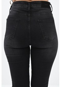 Resim Kadın Yüksek Bel Füme Jean Pantolon 6189-23 001 