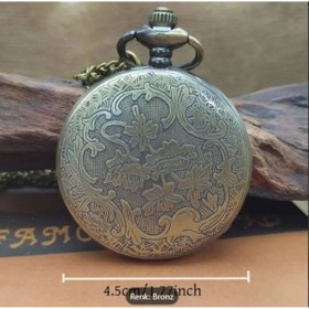 Resim RTRRH Retro Bronz Kuvars köstekli Cep Saati 