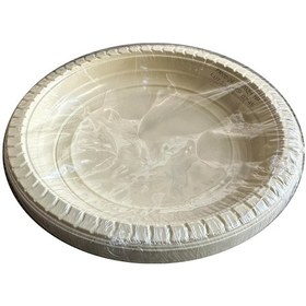 Resim Roll-up Kullan At Renkli Krem Renk Parti Davet Plastik Tabak - 22 Cm. - 25 Adetlik 10 Paket 