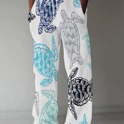 Resim Yumuşak Dokunuş Erkek 3D Baskı Nefes Alabilen Hızlı Kuruyan Uyku Pantolonu - Rahat Polyester, Makinede Yıkanabilir, Bol Kesim ile Bağcıklı Bel, Eğlenceli Kaplumbağa Tasarımı, Yaz Rahatlığı için Mükemmel 