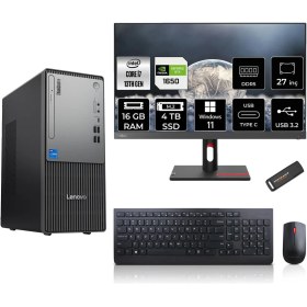 Resim Lenovo Thinkcentre Neo 50T Gen 5 Intel Core I7 13700 16GB 4tb SSD GTX1650/4GB 27" Fhd Monitör W11H Masaüstü Bilgisayar & Per4 USB Bellek 12UB000LTRMNT2350 