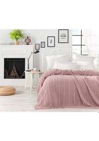 Resim Ca18003 Örgü Battaniye Gül Kurusu - Tek Kişilik Bej 