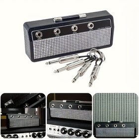 Resim 4 Adet Retro Gitar Duvar Anahtarlık Tutucu, Vintage Tarz Plastik Anahtar Deposu Müzik Jak Fiş Tasarımı, Elektrik Gerektirmez, Ev Dekoru Hediye Seti 