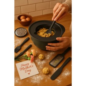 Resim Rendeli Saklama Kabı ile Silikon Yumurta Fırçası Silikon Spatula 