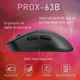 Resim Gameagle PROX-63B Ultra Hafif Kablosuz 3 Mode Optik Oyuncu Mouse 