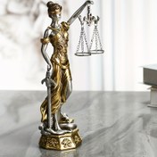 Resim Zarif Adalet Tanrıçası Heykeli - Büyük, Bakır Tonlu Reçine Dekor Ev, Ofis ve Okul İçin - Adalet ve Eşitlik Sembolü 