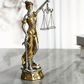 Resim Zarif Adalet Tanrıçası Heykeli - Büyük, Bakır Tonlu Reçine Dekor Ev, Ofis ve Okul İçin - Adalet ve Eşitlik Sembolü 