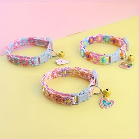 Resim Ayarlanabilir Dantel Çiçekli Evcil Hayvan Yaka Takı ile - Polyester, Küçük Kediler & Köpekler için Mükemmel 