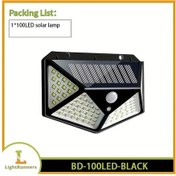 Resim Xuweiwei 1 Adet Macrocosm Güneş Enerjili Hareket Sensörlü 100 Led Acil Durum Duvar Lambası Siyah 