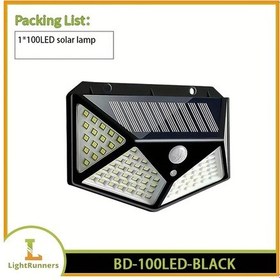 Resim Xuweiwei 1 Adet Macrocosm Güneş Enerjili Hareket Sensörlü 100 Led Acil Durum Duvar Lambası Siyah 