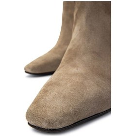 Resim Tamer Tanca Kadın Hakiki Deri Bej Süet Topuklu Çizme 1078 022 Bn Czm Sk24-25 Bej Suet Bej Süet 